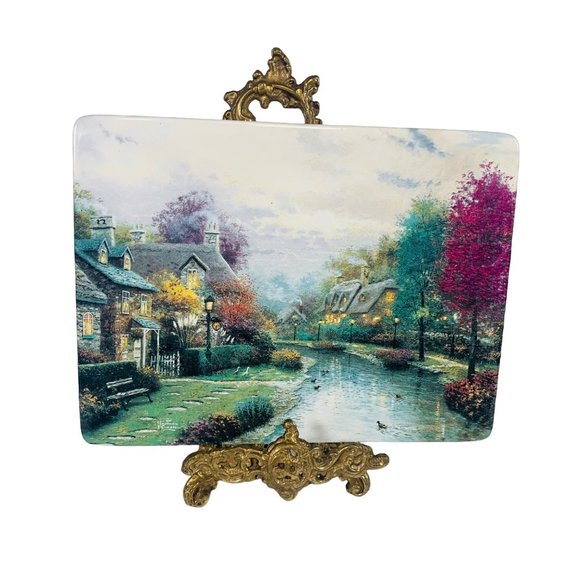 Bradford Exchange Thomas Kinkade Decorative Plate Lamplight Brooke Cottage VTG - Picture 1 of 8
